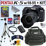 Pentax K-5 16.3 MP Digital SLR Camera with DA 18-55mm f/3.5-5.6 AL Weather Resistant Zoom Lens (Black) + 16GB Deluxe Accessory Kit