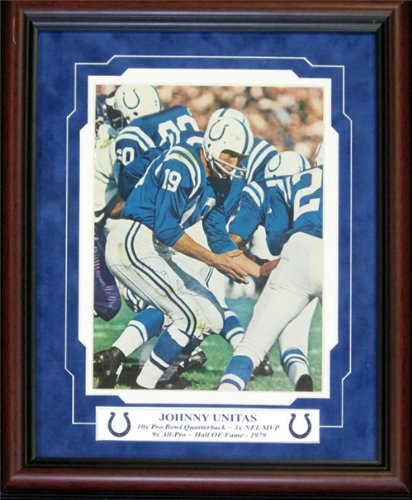 Johnny Unitas Autographed/Hand Signed Framed Handing the Ball Off Magazine Page (James Spence)