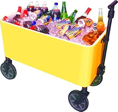 HIO 60 Qt Outdoor Patio Cooler On Wheels, Cooler Cart, Yellow