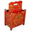 Handmade 20" Red Tibetan Magazine Rack With Painted Chinese Dragon Design
