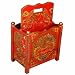 Handmade 20" Red Tibetan Magazine Rack With Painted Chinese Dragon Design