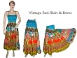 Bollywood Style Indian Vintage Sari Patch Beach Causal Dress Skirt for Women