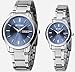 EYKI Couple Watches Quartz Waterproof Wristwatches for Lovers Pair Blue Dial and Stainless Steel Band