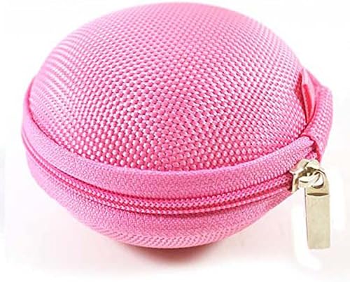 Mini Portable Oval Shape Hard Case Pouch &amp; Carrying Pocket Storage Bag with a Zipper for Earphones, Zipbuds, Headsets, Bluetooth Devices, Adapters, Headphones, SD Cards &amp; much more (2.87"×3.15"×1.9")