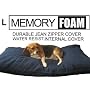 LARGE DURABLE Shredded Memory Foam Dog Bed Pillow 50"X30" with 2 layer of covers