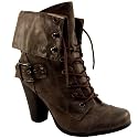 Womens High Heel Military Lace Up Boots