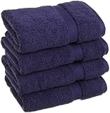 Superior 900 Gram Egyptian Cotton 4-Piece Hand Towel Set, Navy Blue