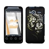 Black Silver Green Dragon Double Skull Rubberized Snap on Design Hard Case  ....