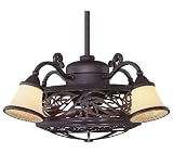 Savoy House 14-260-FD-16 Bay St. Louis Fan D' Lier, Antique Copper Finish with Burled Cherry Blades with Tinted Scavo Glass Shades