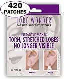 420 Invisible Earring Ear-Lobe Support Patches - Provides Relief for Damaged, Streched Ear-Lobes and Helps Protect Healthy Ear Lobes Against Tearing