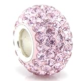 Jewelry Monster Silver Finish "Alexandrite Light Purple" Crystal Pave Charm Bead for Snake Chain Charm Bracelet