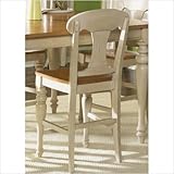 Ocean Isle Formal Dining 24" Barstool in Distressed Bisque and Natural Pine ....