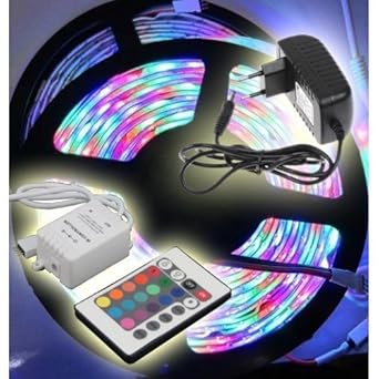 Kit complet Ruban LED RGB Professionnel Flexible 5 Mètres 60 LED