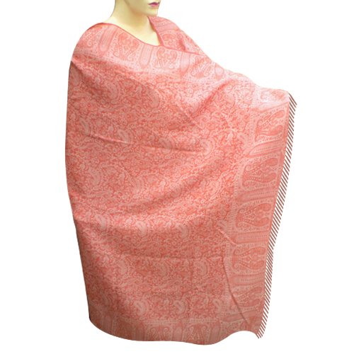 Handmade Jamawar Wool Shawl With Leaf Design & Border Christmas Gift For Her (Free Shipping) Shwl0098r