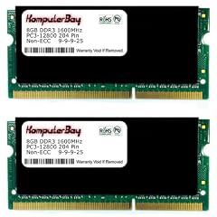 Komputerbay 16GB (2x 8GB) DDR3 PC3-12800 1600MHz SODIMM 204-Pin Laptop Speicher 9-9-9-25 mit shwarz Heatspreaders