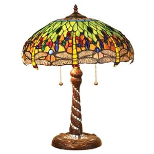 Dragonfly Swirl Base Tiffany Style Table Lamp