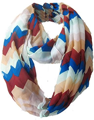 Sexyinlife Chiffon Chevron Multicolor Fashion Women's Infinity Loop Circle Scarf Brown