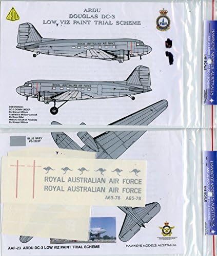 Hawkeye Models 1:48 DC-3 Dakota ARDU (Lo-Vis trials) A65-78 Decal Set #AAF-023*