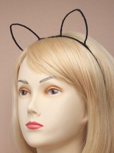 Black Ribbon Wrapped Wire Headband With Cat Ears by IUK