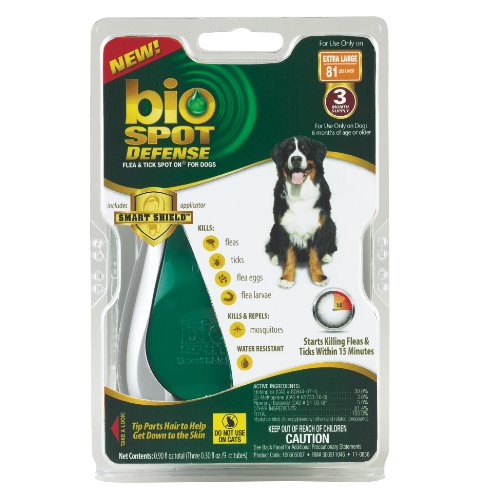 pets smart grooming:Bio Spot Defense Smart Shield Applicator Spot on Flea and Tick for X-Large Dogs, 3-Month Supply