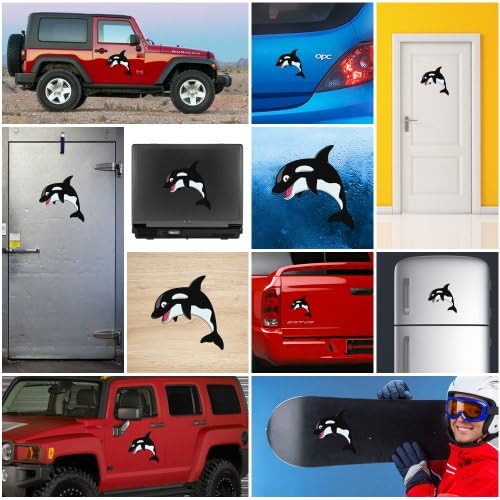 Decal Cartoon Killer Whale Orca Tablet Laptop Weatherproof Sports car Bicycle (2 X 1.93 In)