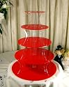 5 Tier Round Red Acrylic Wedding Party Cup Cake Stand