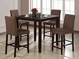 5pc Counter Height Dining Table & Stools Set Brown Microfiber