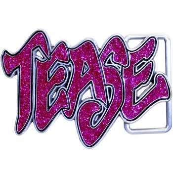 Pink GLITTER TEASE Graffiti Belt Buckle
