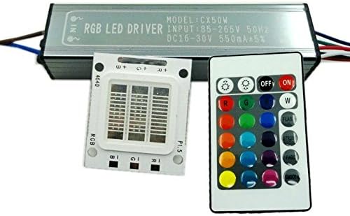 Floodoor 50W Flip-chip RGB LED SMD Chips+50W IP44 Waterproof Driver with 24 Keys Remote For DIY 50W RGB LED Lamp Garden Wash Floodlight