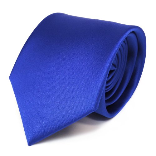 Satin Krawatte blau royalblau uni Polyester -