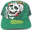 Ed Hardy Green Rhinestone Cap - Lucky Skull Design