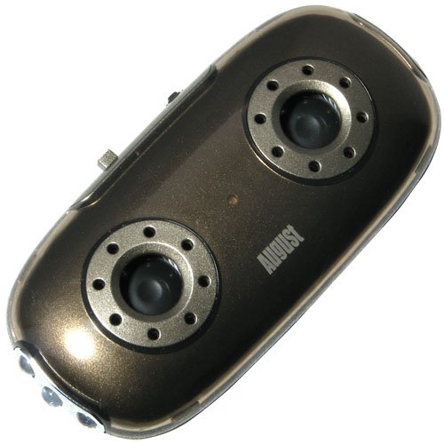 August MB100C Portable Stereo Speakers – MP3 Player with 3.5mm Audio In / Card Reader / LED Flashlight – Golden