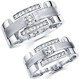 51YqNweKoZL. SL160  Matching His & Hers 14K White Gold Diamond Wedding Rings