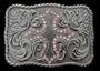 Western Style Acorn Scroll With Pink Crystal Cross Antique Copper Finish Belt...