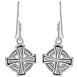 Sterling Silver Celtic Cross Dangle Earrings