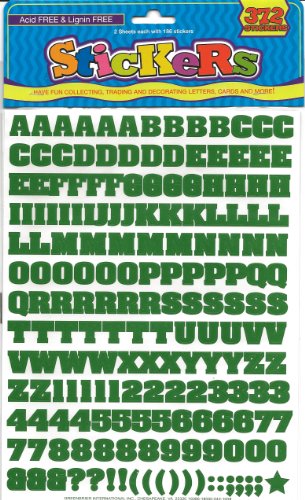 Green Block Letters Numbers & Punctuation Scrapbook 