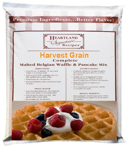 Heartland Malted Harvest Grain Pancake & Belgian Waffle - All In One, Complete Mix - 80 Ounce Bag (Pack of 1) 5 lbs.
