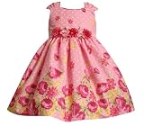 Bonnie Jean - Bonnie Baby Infant Girl 12M-24M PINK WHITE YELLOW SEQUINED FLORAL BORDER DOT Special Occasion Wedding Flower Girl Easter Birthday Party Dress