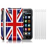 SAMSUNG i9000 GALAXY S UNION JACK BACK COVER CASE / SHELL / SHIELD, WITH 6-IN-1 SCREEN PROTECTOR PACK PART OF THE QUBITS ACCESSORIES RANGEby Qubits