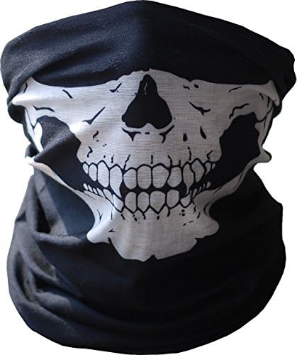 Black Seamless Skull Face Tube Mask Buff Free Size (New Mask)