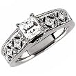 14K White Gold Vintage Style Diamond Engagement Ring (Center stone is not included)
