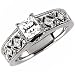 14K White Gold Vintage Style Diamond Engagement Ring (Center stone is not included)