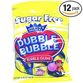 Dubble Bubble Sugar Free, 3.25-Ounce Bags (Pack of 12)