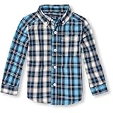 THE CHILDREN'S PLACE(ザ・チルドレンズプレイス) ロングスリーブプラッドポプリンボタンダウンシャツ タイダル トップス長袖シャツ 5歳【並行輸入】