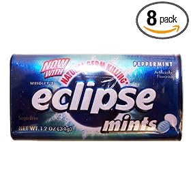 Wrigleys Eclipse Mints Peppermint, 1.2 oz.  (Pack of 8)