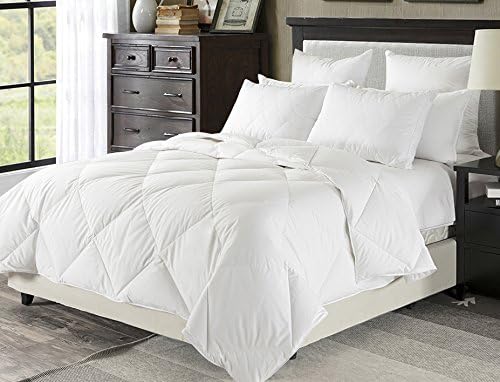 Millihome Summer Light Weight Filled Warm Down Comforter 230TC Duvet Insert 100% Egpytian Cotton 600 Fill Power European White Down, King/Cal King Size, White