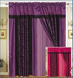 A Pair of Faux Silk and Flocking Zebra Printing Black and Purple Valance Windows Curtain / Drapes / Panels