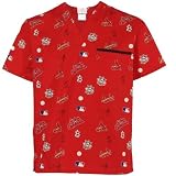 MLB St Louis Cardinals Red Allover Print Scrub Top (Large)
