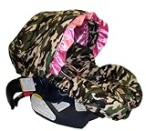 Daddy Camo/Pink with Ruffle Canopy INFANT CAR SEAT COVER