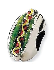 Reflection Beads Silver Enamel Hot Dog Food Bead
